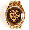 Leopard Print Big Round Leather Strap Watch