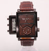 Rectangle Design Leather Strap Watch