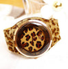 Leopard Print Big Round Leather Strap Watch