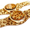 Leopard Print Big Round Leather Strap Watch