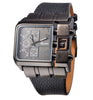 Wide Leather Strap Rectangle Watch