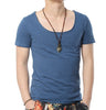 V Neck Cotton T-Shirts Retro Brand Tshirt