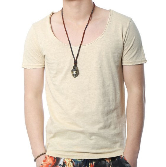 V Neck Cotton T-Shirts Retro Brand Tshirt