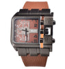 Wide Leather Strap Rectangle Watch