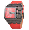Wide Leather Strap Rectangle Watch